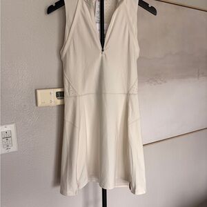 Wilson Cream Sleeveless Mini Dress with Front Zip and removable sleeves